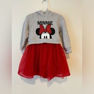 Disney Minnie Mouse Girl Sweatshirt Tulle Dress in Size XS (4)